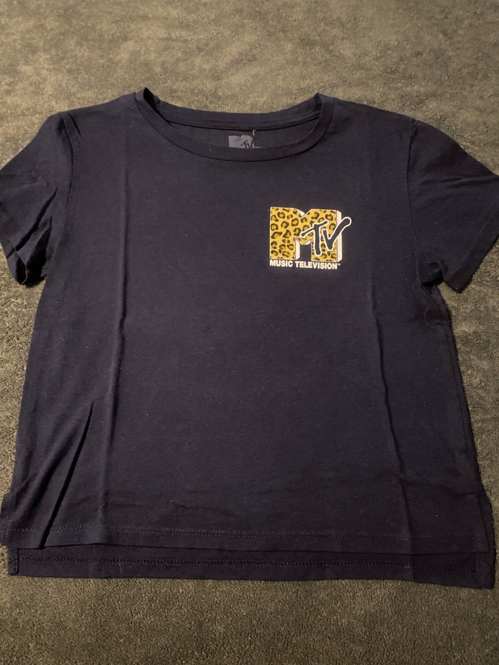 MTV Navy Tee with Leopard MTV Logo